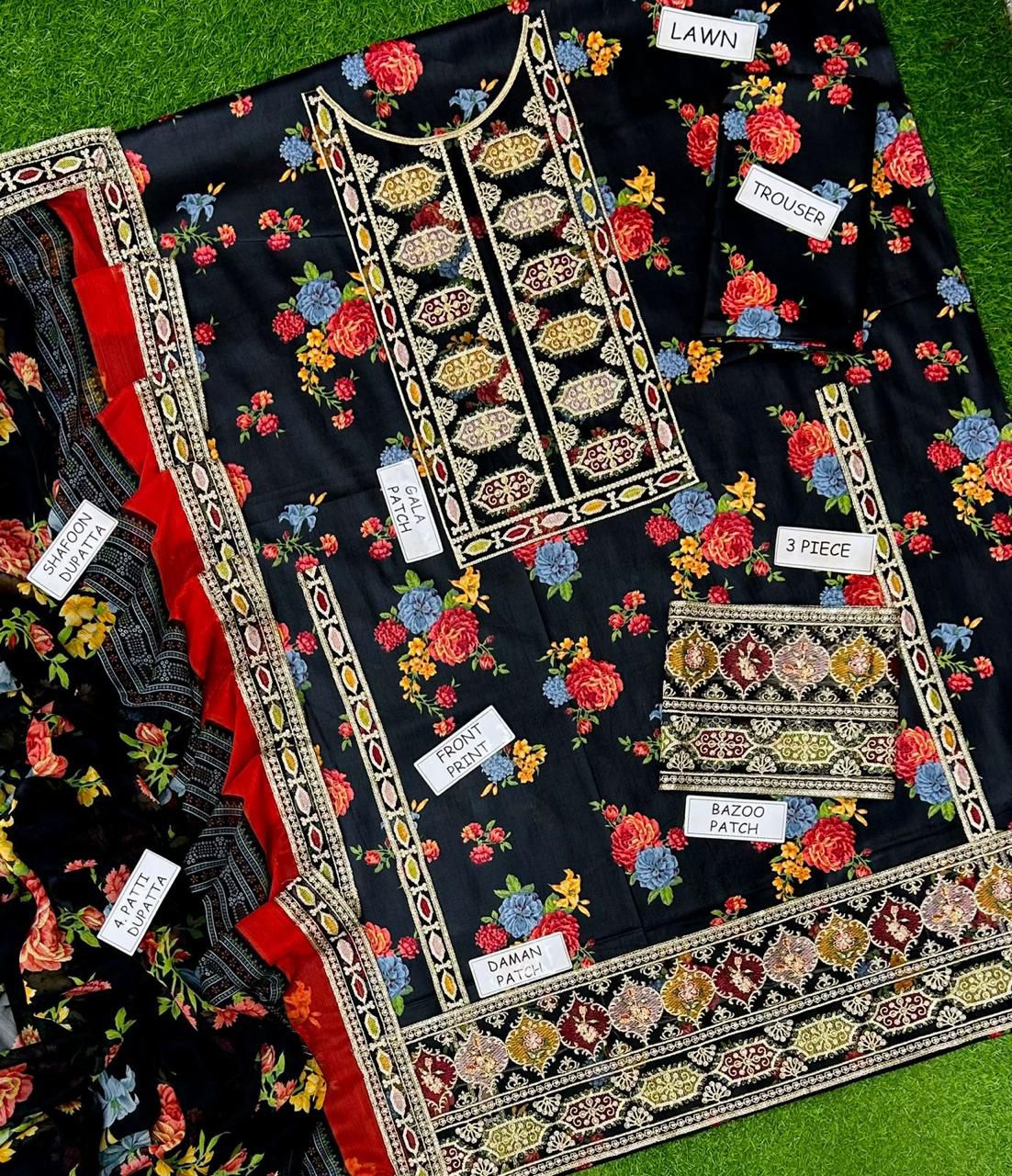 03PCS UNSTITCHED SUIT Lawn collection 2026
