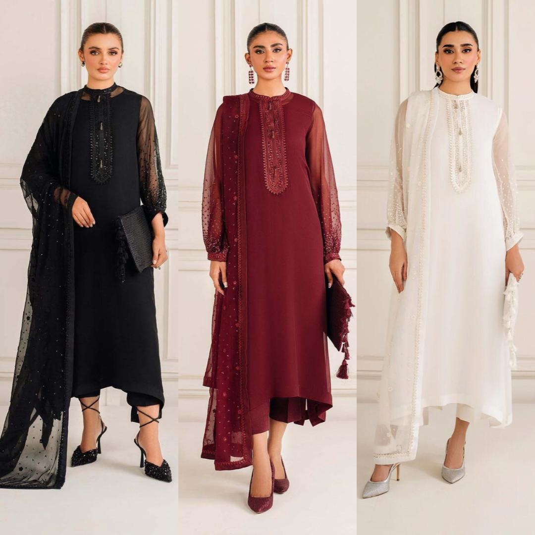 PURE CHIFFON Suit With MALAI Trouser-Unstitched Replica