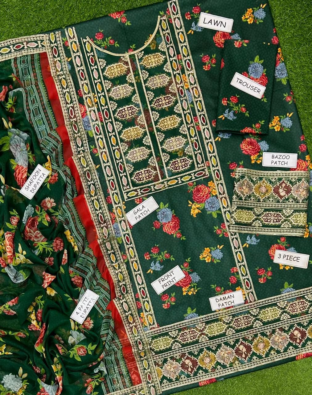 03PCS UNSTITCHED SUIT Lawn collection 2026