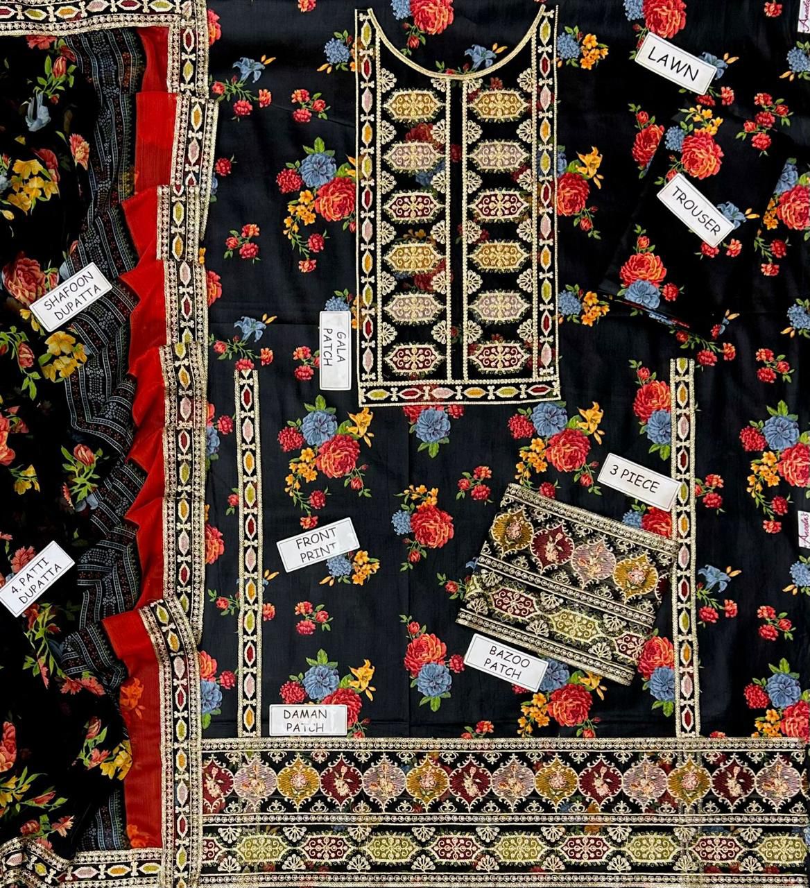 03PCS UNSTITCHED SUIT Lawn collection 2026